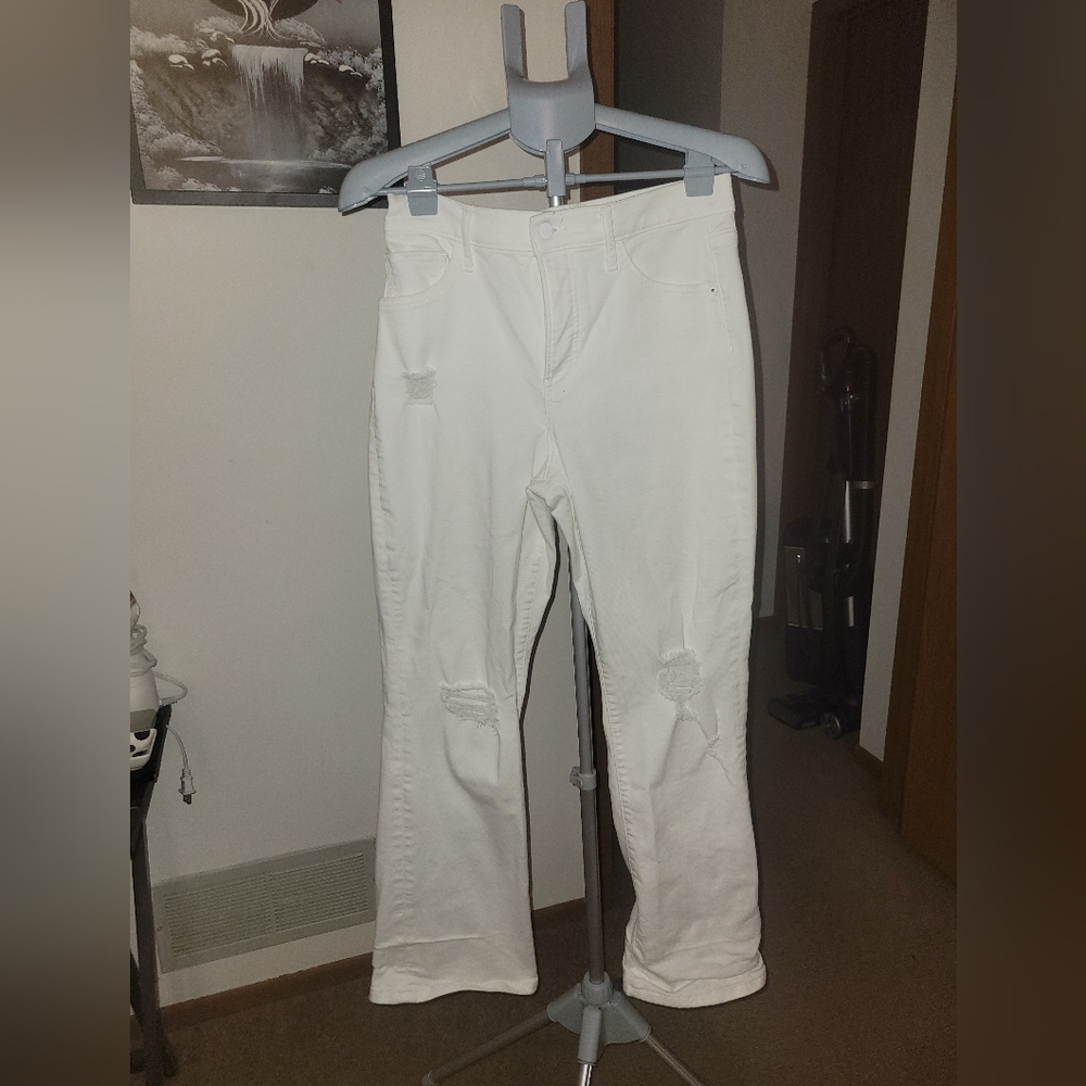 White distressed jeans boot cut